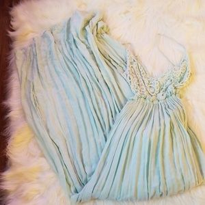 Long baby blue shoulder only straps dress